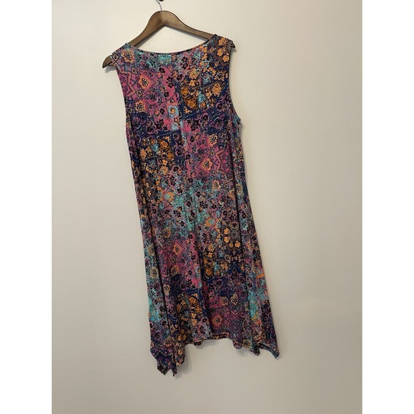 Women's Anthropologie Cynthia Rowley Handkerchief Hem Dress  1X Boho Mandala - Picture 2 of 5